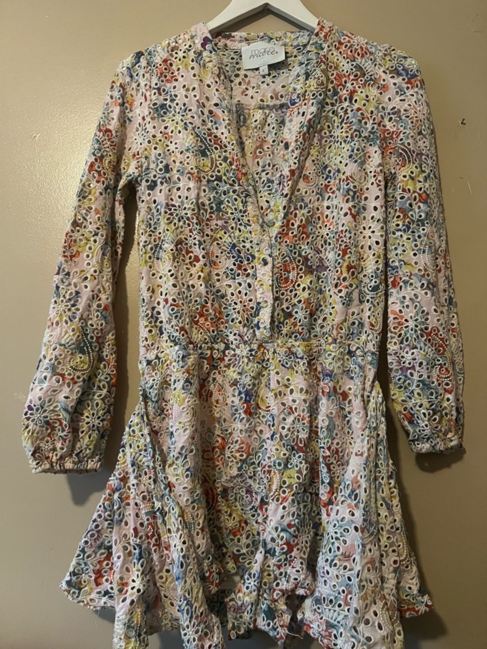 Mare mare Anthropologie Floral Eyelet Romper with Pastel Print boho chic revolve - Picture 6 of 9